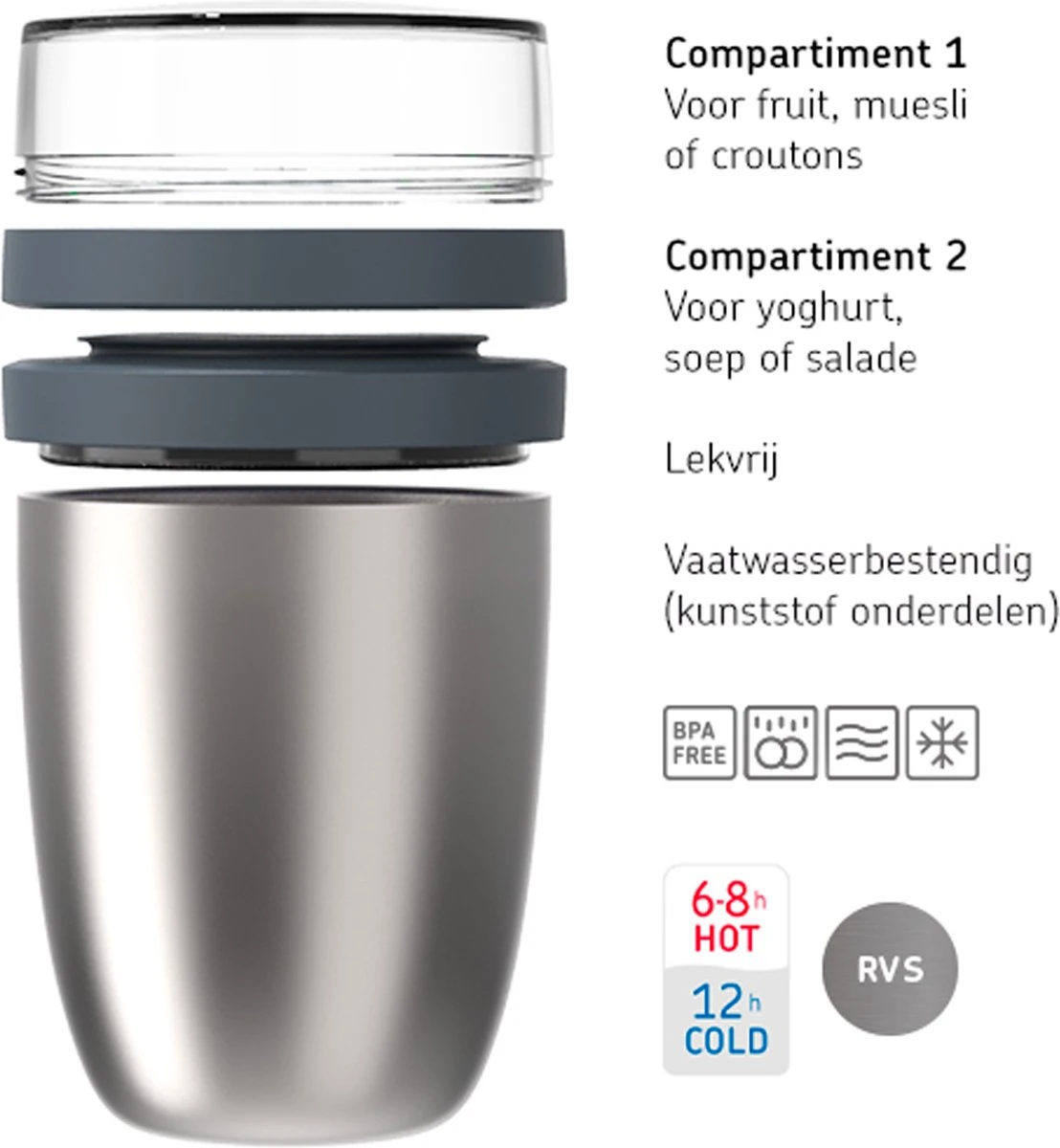 Mepal – Isoleer Lunchpot Ellipse – Houdt Je Eten 6-8 Uur Warm En 12 Uur Koud – Rose Gold – 2 Compartimenten – Soep Beker To Go – Yoghurt Beker Muesli - Thermos Lunchbox 4 Mepal – Isoleer Lunchpot Ellipse – Houdt Je Eten 6-8 Uur Warm En 12 Uur Koud – Rose Gold – 2 Compartimenten – Soep Beker To Go – Yoghurt Beker Muesli - Thermos Lunchbox - Afbeelding 2
