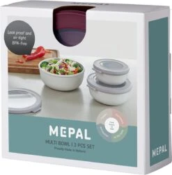Mepal - Multikom Cirqula 3-delige Set (350 + 750 + 1250 Ml) - Mag In De Vriezer, Magnetron En Vaatwasser – Nordic Berry – Meal Prep Bakjes - Bewaardozen Met Deksel -Mepal 1176x1200
