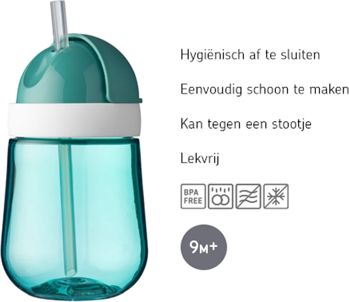 Mepal Mio – Rietjesbeker 300 Ml – Gegarandeerd Lekvrij – Deep Turquoise – Ideaal Voor Onderweg – Drinkbeker Kinderen 6 Mepal Mio – Rietjesbeker 300 Ml – Gegarandeerd Lekvrij – Deep Turquoise – Ideaal Voor Onderweg – Drinkbeker Kinderen - Afbeelding 4
