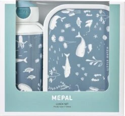 Mepal – Lunchset Campus (pu + Lb) - Ocean – Pop-up Drinkfles En Broodtrommel Voor Kinderen – Little Dutch