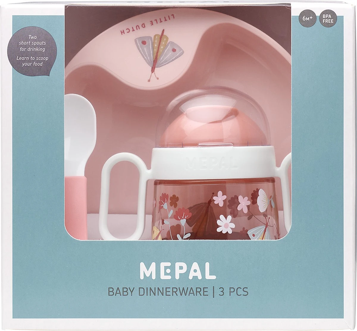 Mepal Mio – Babyservies 3-delig – Bestaat Uit Een Oefenbord, Antilekbeker En Oefenlepel – Flowers & Butterflies – Licht In Gewicht – Kan Tegen Een Stootje 9 Mepal Mio – Babyservies 3-delig – Bestaat Uit Een Oefenbord, Antilekbeker En Oefenlepel – Flowers & Butterflies – Licht In Gewicht – Kan Tegen Een Stootje - Afbeelding 7