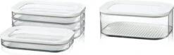 Mepal – Vleeswarendoos Modula 1-laags – Wit – Bewaardoos Met Deksel – Zicht Op Inhoud - Stapelbaar – Koelkastdoos -Mepal 1200x385