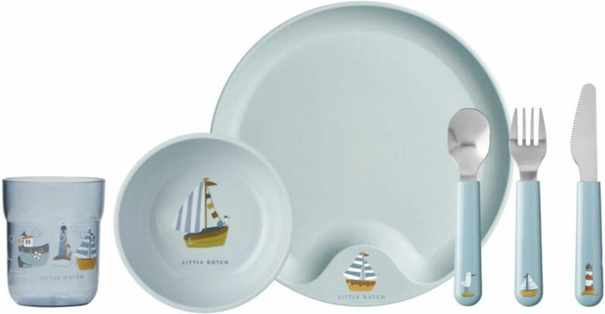 Mepal Mio – Kinderservies Set 6-delig – Bestaat Uit Een Bord, Schaaltje, Glas En Bestek – Sailors Bay - Licht In Gewicht – Kan Tegen Een Stootje 5 Mepal Mio – Kinderservies Set 6-delig – Bestaat Uit Een Bord, Schaaltje, Glas En Bestek – Sailors Bay - Licht In Gewicht – Kan Tegen Een Stootje - Afbeelding 3