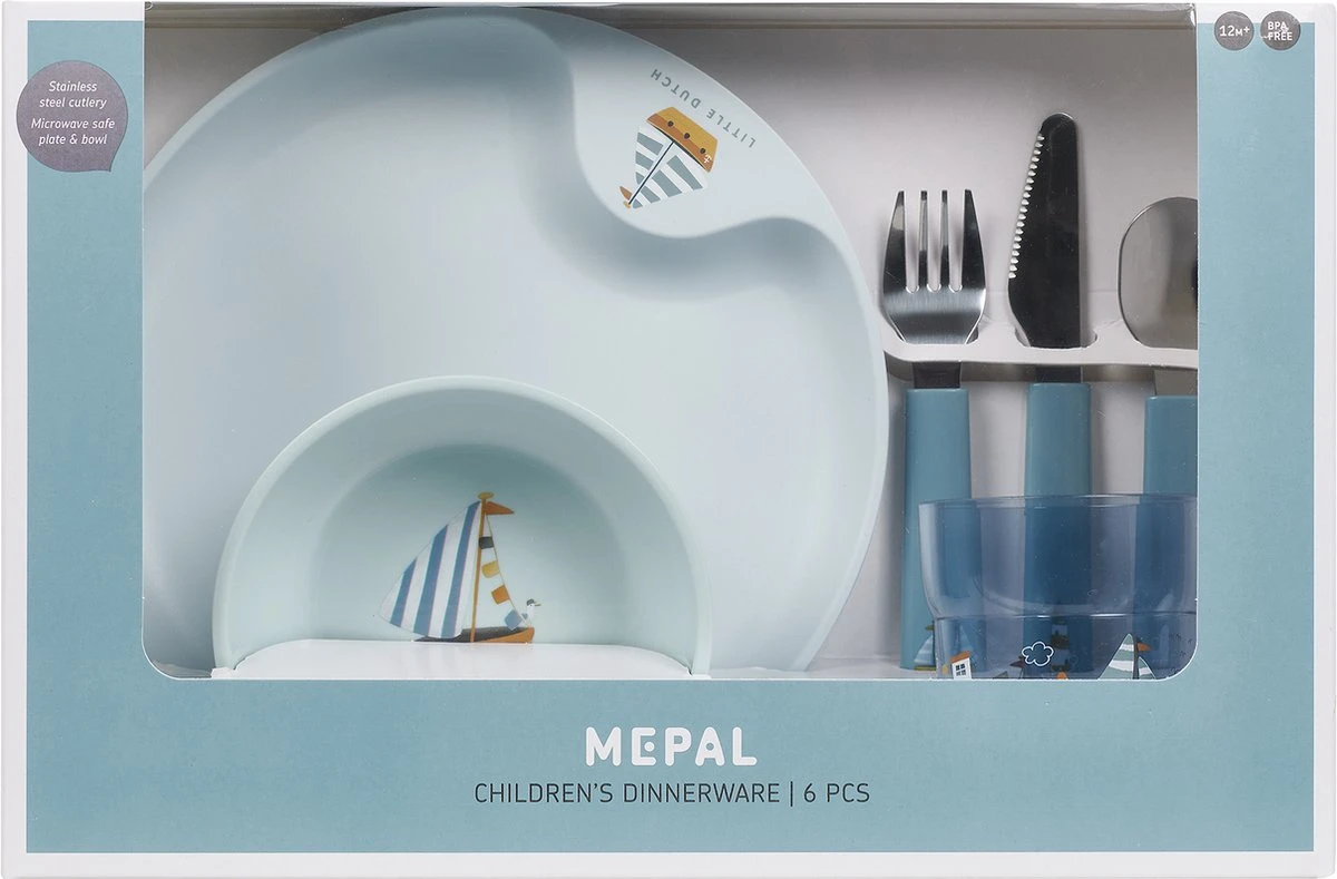 Mepal Mio – Kinderservies Set 6-delig – Bestaat Uit Een Bord, Schaaltje, Glas En Bestek – Sailors Bay - Licht In Gewicht – Kan Tegen Een Stootje 4 Mepal Mio – Kinderservies Set 6-delig – Bestaat Uit Een Bord, Schaaltje, Glas En Bestek – Sailors Bay - Licht In Gewicht – Kan Tegen Een Stootje - Afbeelding 2