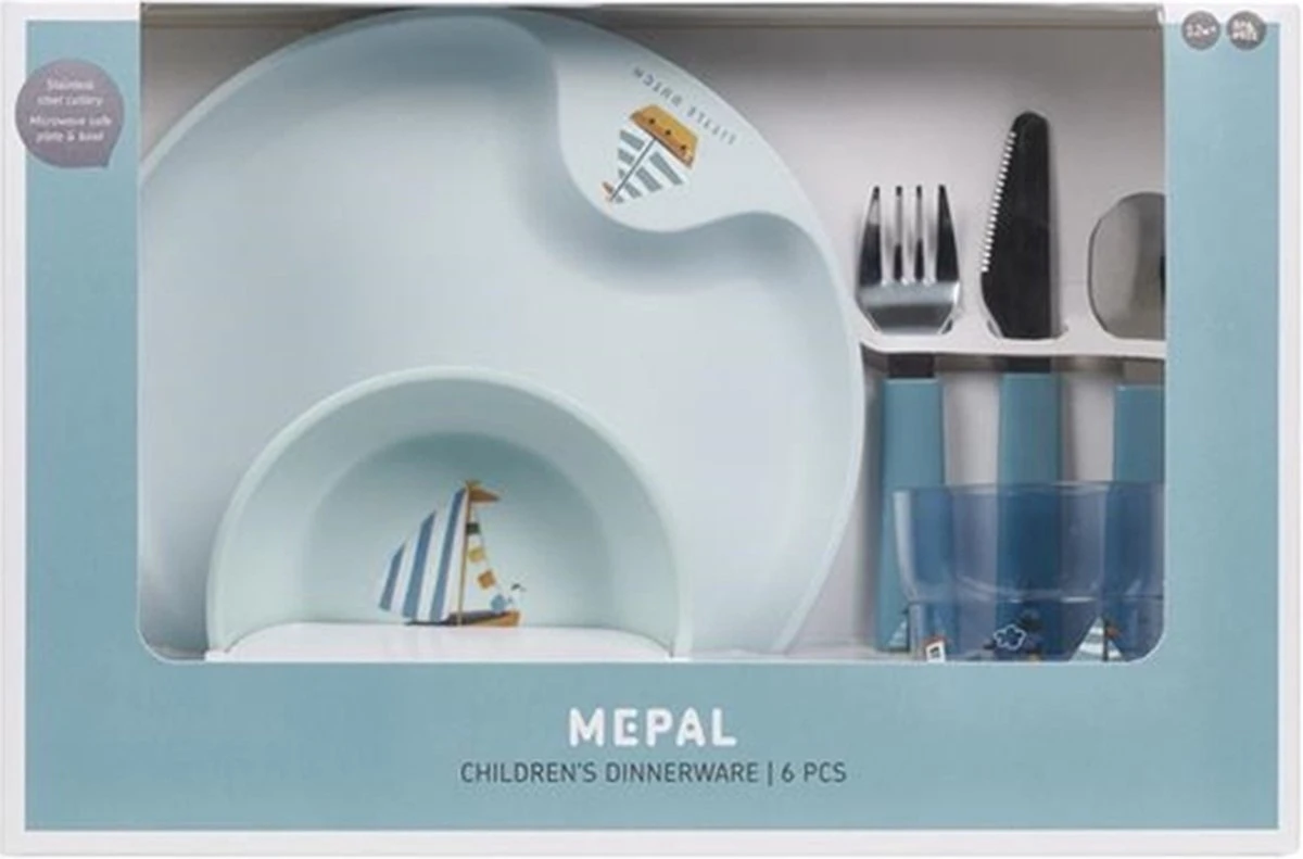 Mepal Mio – Kinderservies Set 6-delig – Bestaat Uit Een Bord, Schaaltje, Glas En Bestek – Sailors Bay - Licht In Gewicht – Kan Tegen Een Stootje 6 Mepal Mio – Kinderservies Set 6-delig – Bestaat Uit Een Bord, Schaaltje, Glas En Bestek – Sailors Bay - Licht In Gewicht – Kan Tegen Een Stootje - Afbeelding 4