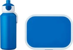 Mepal – Lunchset Campus (pu + Lb) – Pop-up Drinkfles En Broodtrommel Voor Kinderen – Blauw – Bento Box – Lekvrij