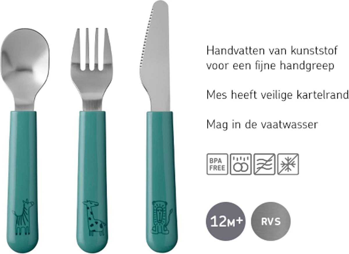 Mepal Mio – Kinderbestekset 3 –delig – Bestaat Uit Een Mes, Vork En Lepel– Deep Turquoise - Ideaal Voor Peuters En Kleuters – Kinderbestek 6 Mepal Mio – Kinderbestekset 3 –delig – Bestaat Uit Een Mes, Vork En Lepel– Deep Turquoise - Ideaal Voor Peuters En Kleuters – Kinderbestek - Afbeelding 4