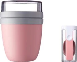 Mepal - Lunchpot + Vouwlepel Ellipse - Nordic Pink - Yoghurtbeker Met Lepel - Muesli Beker To Go - Geschikt Voor Vriezer, Magnetron En Vaatwasser. -Mepal 1200x966 2