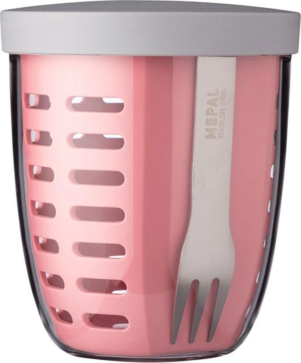 Mepal – Fruit-& Veggie Pot Ellipse – Fruitbox Voor Onderweg - Nordic Pink – Voorzien Van Vergietje En RVS Vorkje 3 Mepal – Fruit-& Veggie Pot Ellipse – Fruitbox Voor Onderweg - Nordic Pink – Voorzien Van Vergietje En RVS Vorkje